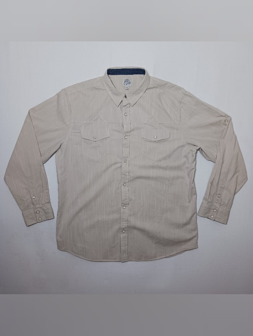 Moon Shine Spirit By Brad Paisley Mens Western Snaps Shirt XXL Beige Stripes